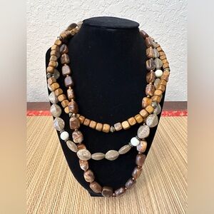 Vintage 18” three tiered beaded necklace